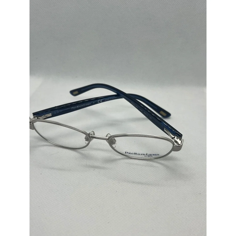 Polo Ralph Lauren 8037 3183‎ Silver Navy Blue Oval Eyeglasses Frames 45-14-130